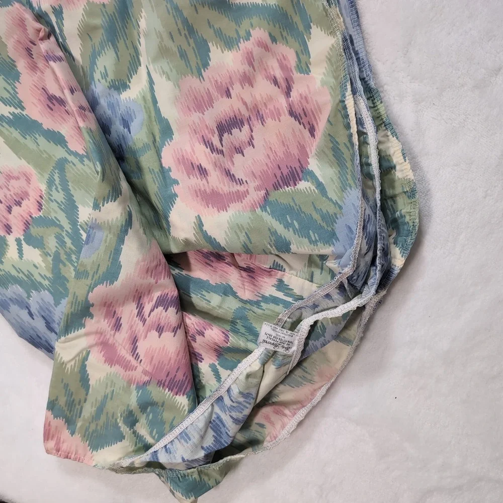 Lady Pepperell Sheet‎ Set Twin Cottage Floral Ikat Vintage Percale 3pc Made USA